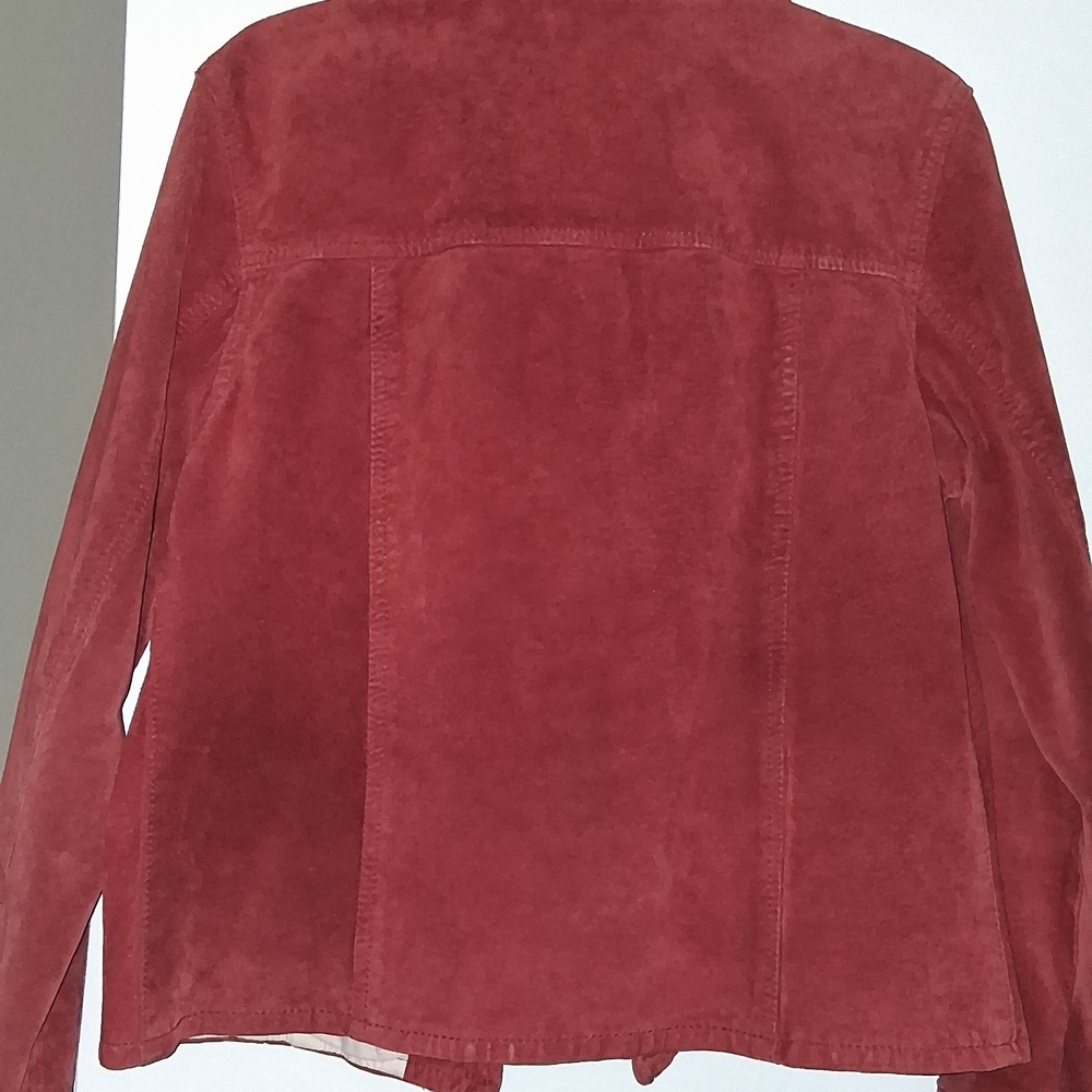 Elegant Women's Suede Blazer in Rich Red